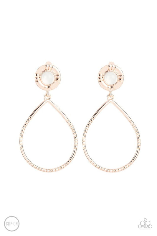 ​Fairytale Finish - Rose Gold - Paparazzi Earring Image