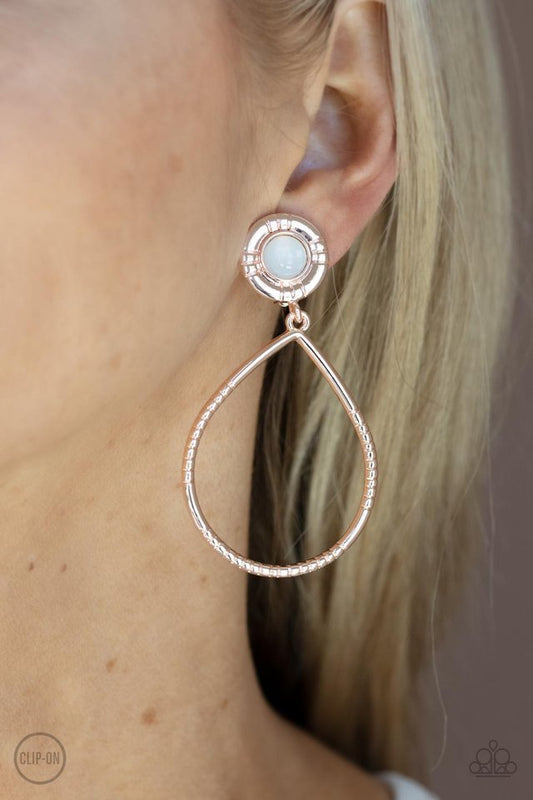 ​Fairytale Finish - Rose Gold - Paparazzi Earring Image