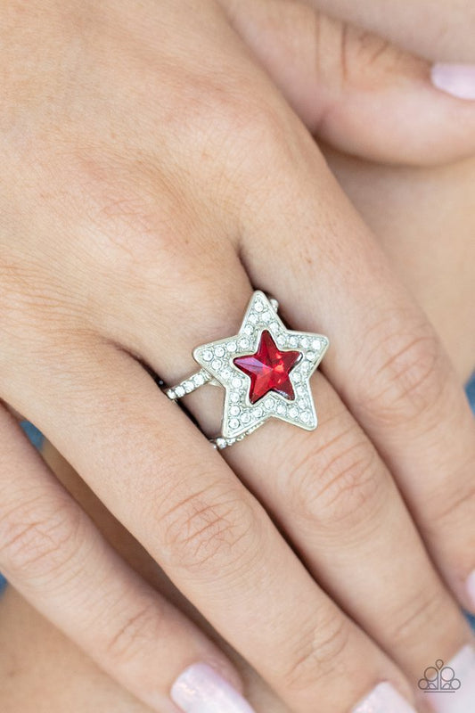 One Nation Under Sparkle - Red - Paparazzi Ring Image