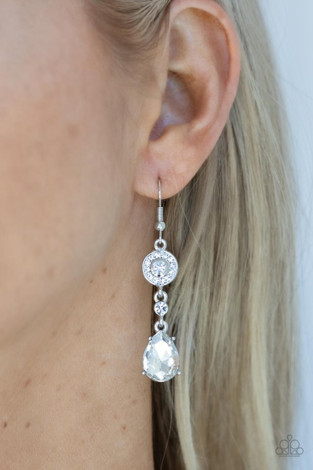 Graceful Glimmer - White - Paparazzi Earring Image