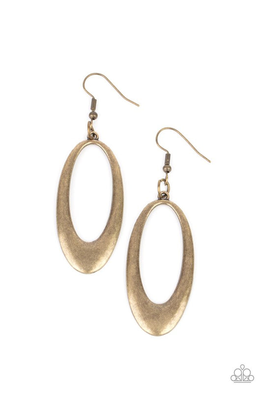 ​OVAL The Hill - Brass - Paparazzi Earring Image