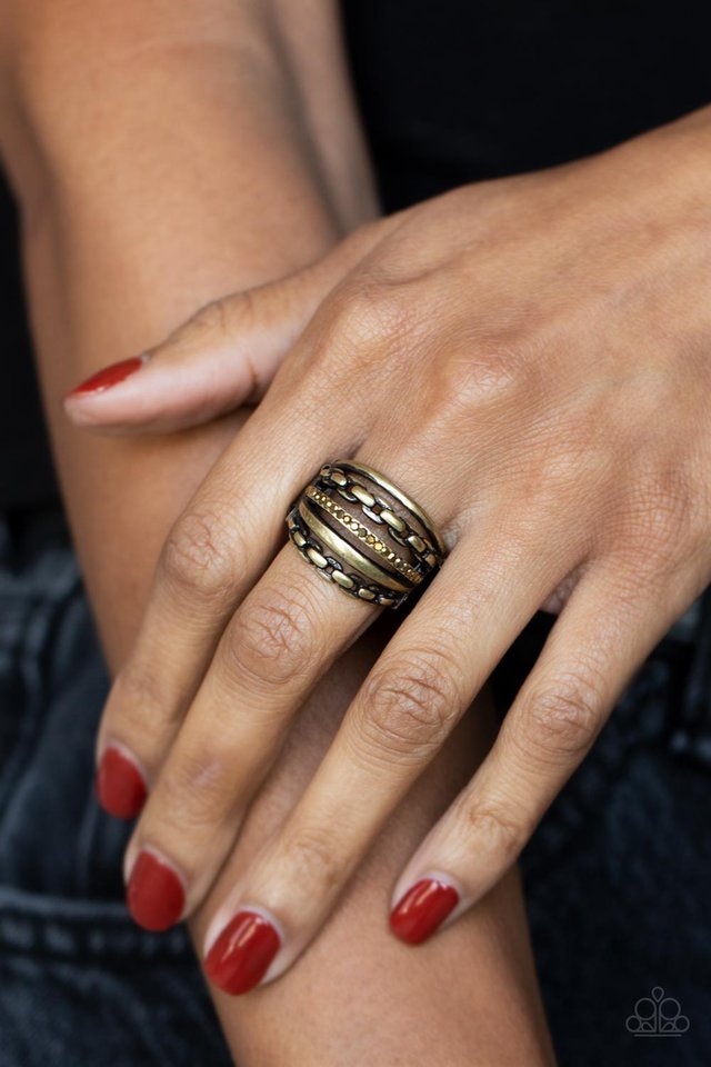 ​LINK Out Loud - Brass - Paparazzi Ring Image