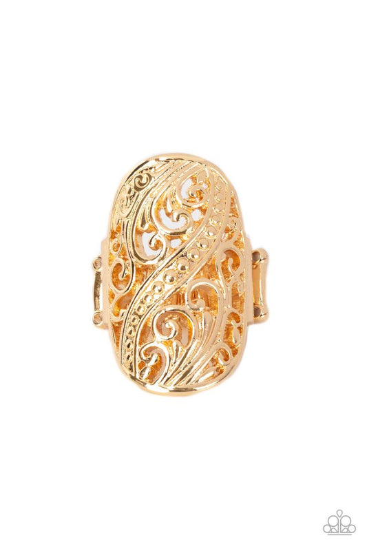 Pier Paradise - Gold - Paparazzi Ring Image