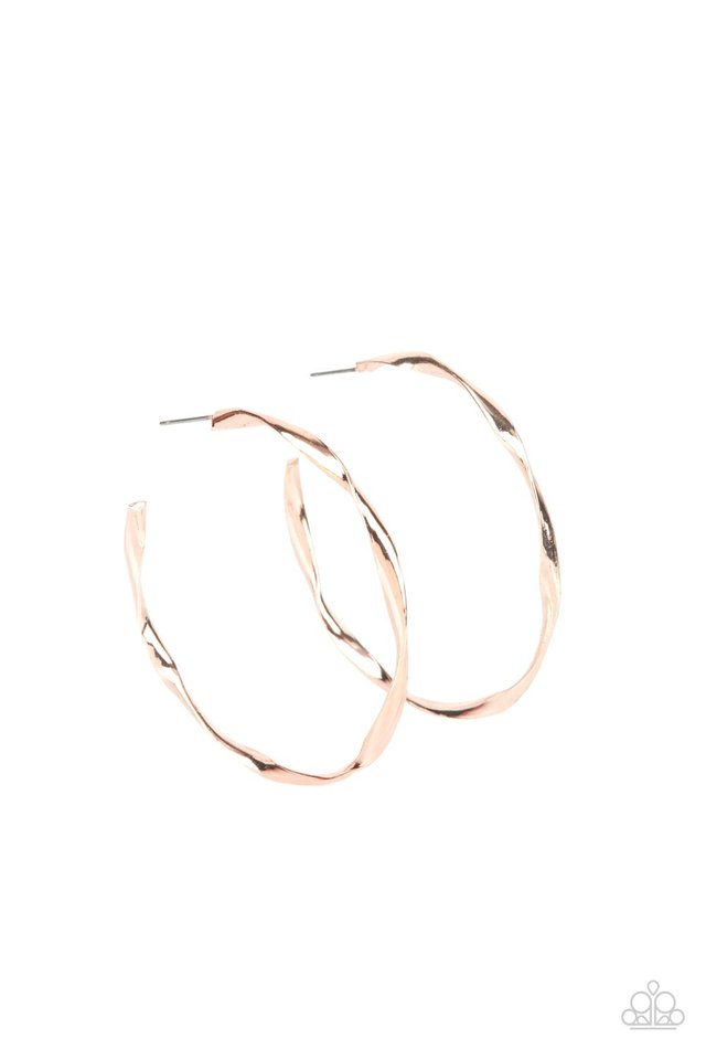 Radiantly Warped - Rose Gold - Paparazzi Earring Image