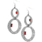 ​OVAL and OVAL Again - Red - Paparazzi Earring Image