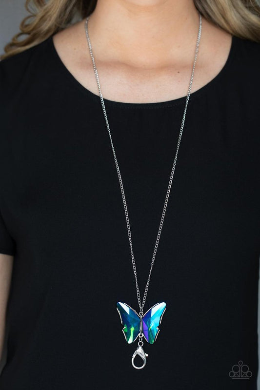 The ​Social Butterfly Effect - Blue Lanyard - Paparazzi Necklace Image