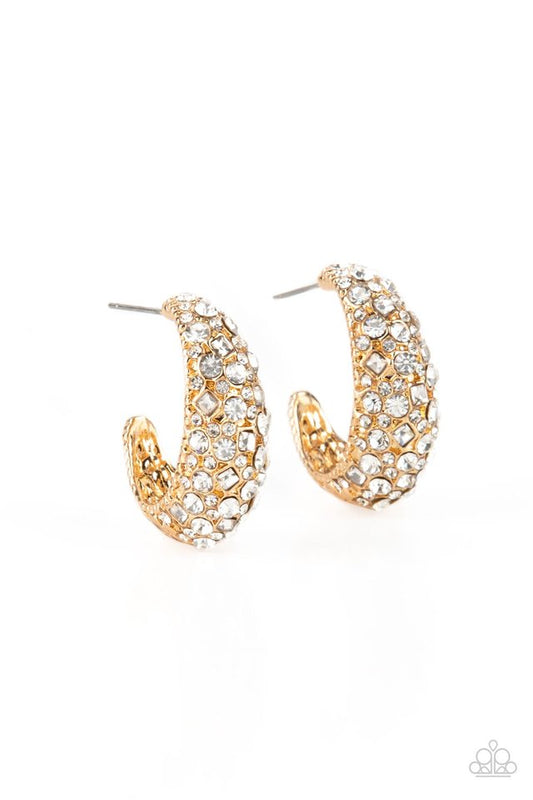 Glamorously Glimmering - Gold - Paparazzi Earring Image