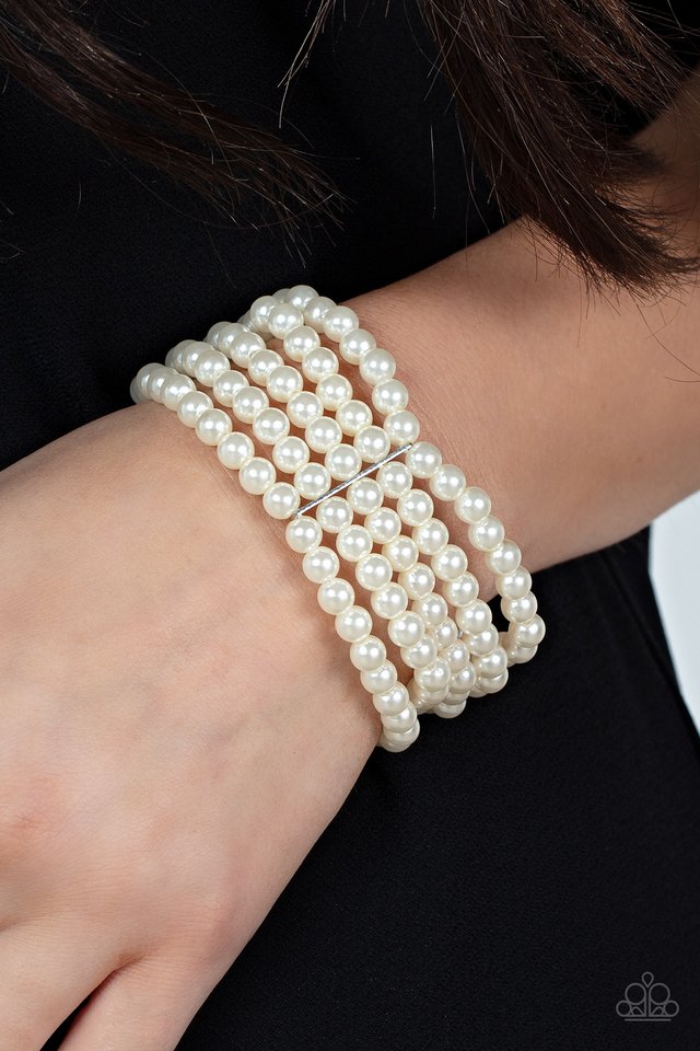 A Pearly Affair - White - Paparazzi Bracelet Image