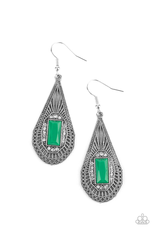 Paparazzi Earring ~ Deco Dreaming - Green