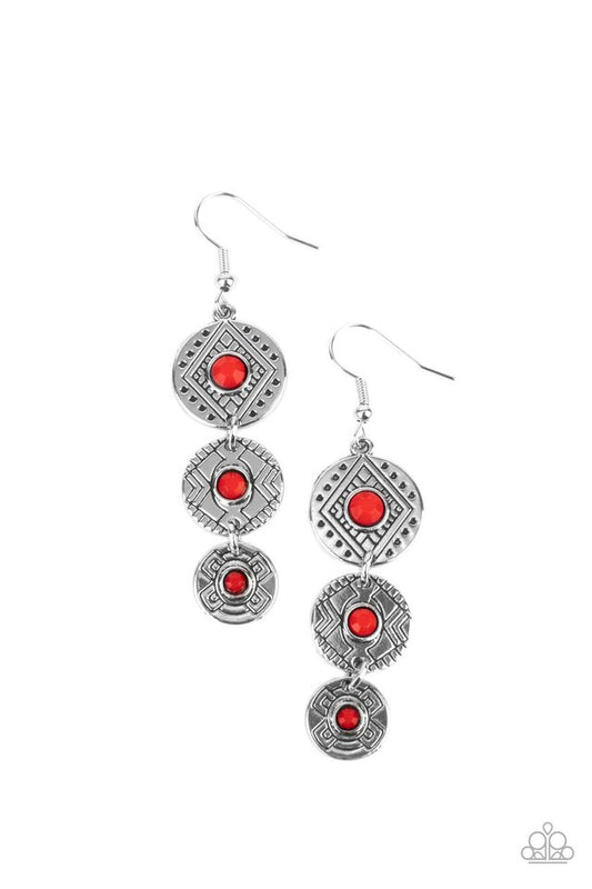 ​Totem Temptress - Red - Paparazzi Earring Image