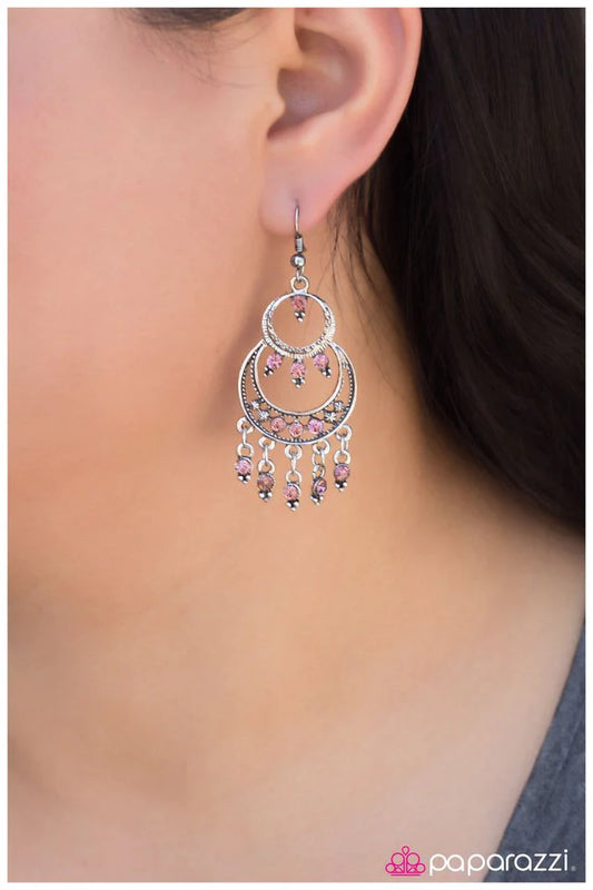 Paparazzi Earring ~ Girls Night Out - Pink