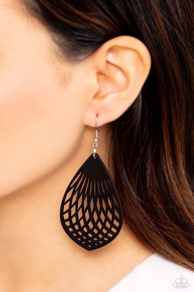 Caribbean Coral - Black - Paparazzi Earring Image