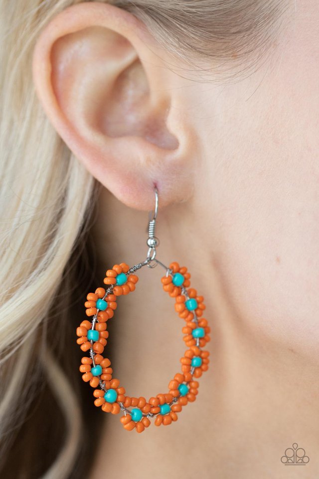 ​Festively Flower Child - Orange - Paparazzi Earring Image