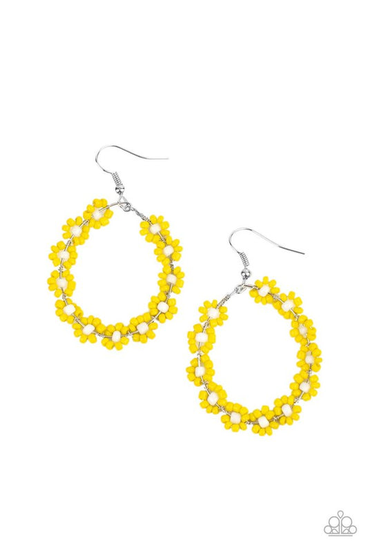 ​Festively Flower Child - Yellow - Paparazzi Earring Image