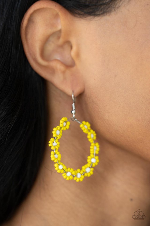 ​Festively Flower Child - Yellow - Paparazzi Earring Image