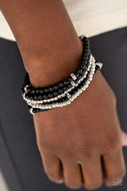 Paparazzi Bracelet ~ Fiercely Frosted - Black