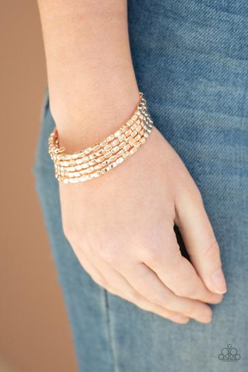 Paparazzi Bracelet ~ Stunningly Stacked - rose gold