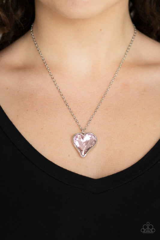 Paparazzi Necklace ~ Heart Flutter - Pink