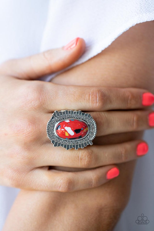 ​Terrazzo Trendsetter - Red - Paparazzi Ring Image