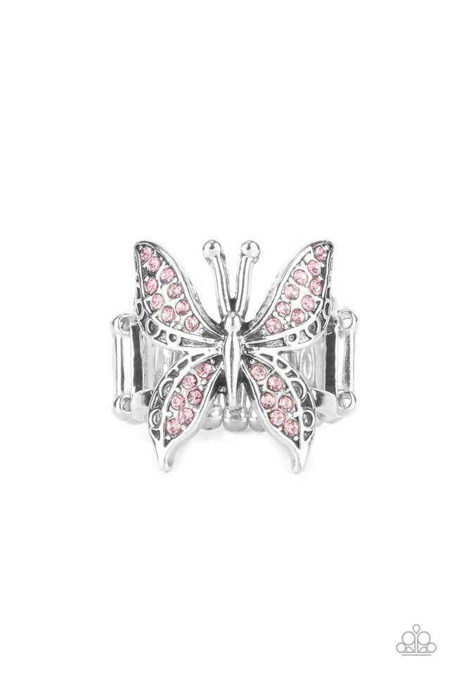 Blinged Out Butterfly - Pink - Paparazzi Ring Image