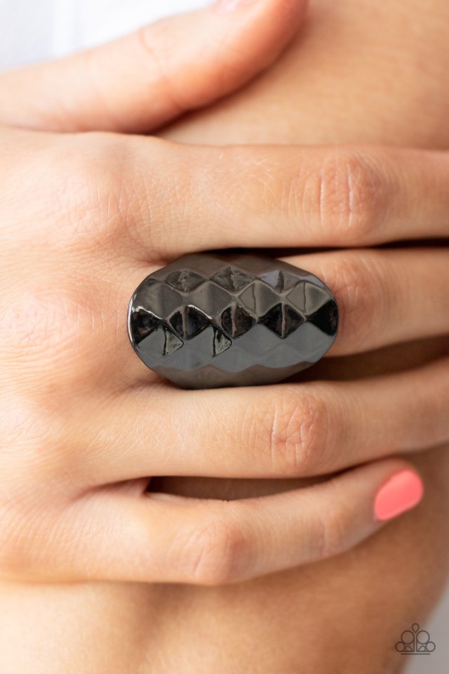 Ferociously Faceted - Black - Paparazzi Ring Image