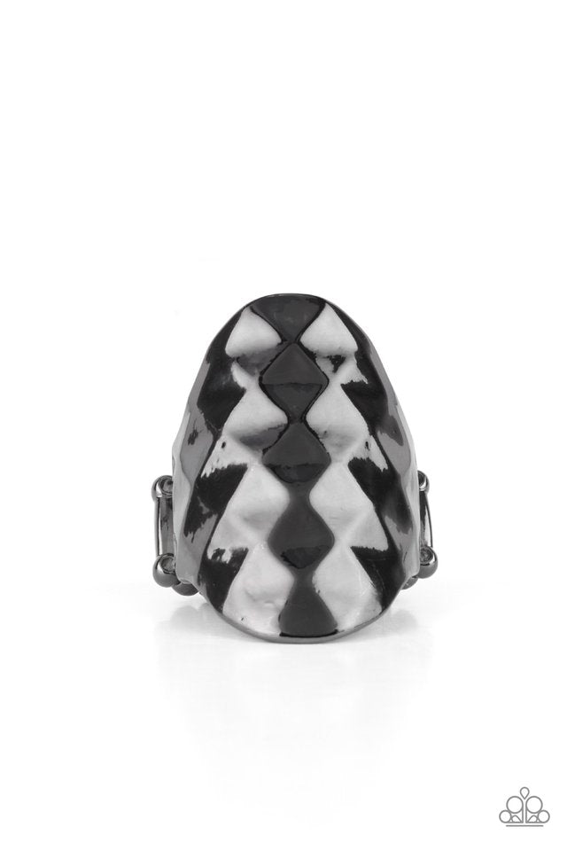 Ferociously Faceted - Black - Paparazzi Ring Image