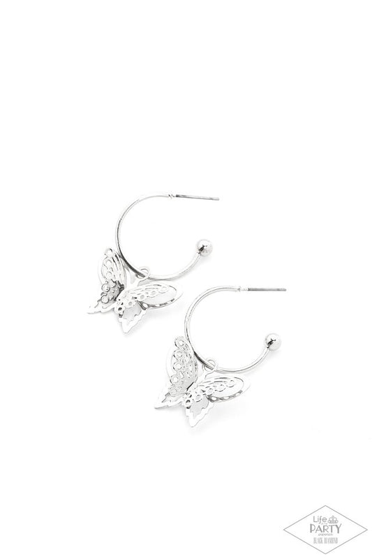 Butterfly Freestyle - Silver - Paparazzi Earring Image
