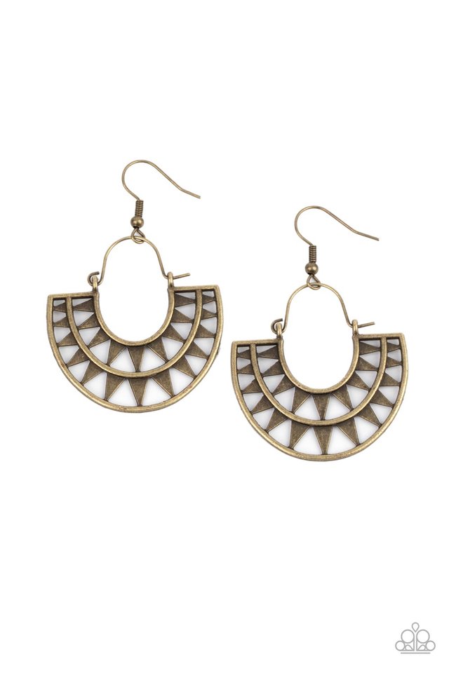 ​Solar Surge - Brass - Paparazzi Earring Image