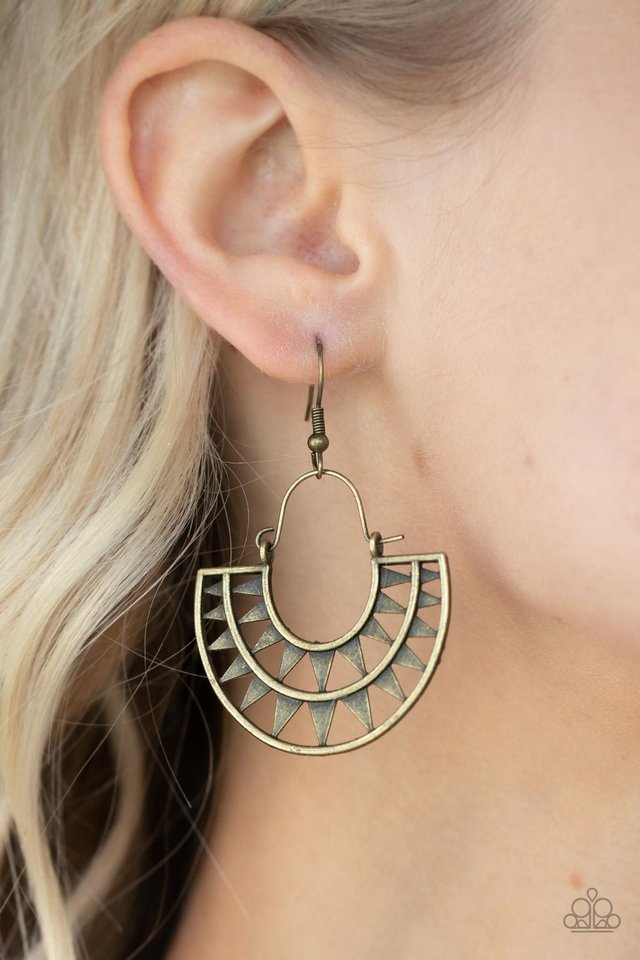 ​Solar Surge - Brass - Paparazzi Earring Image