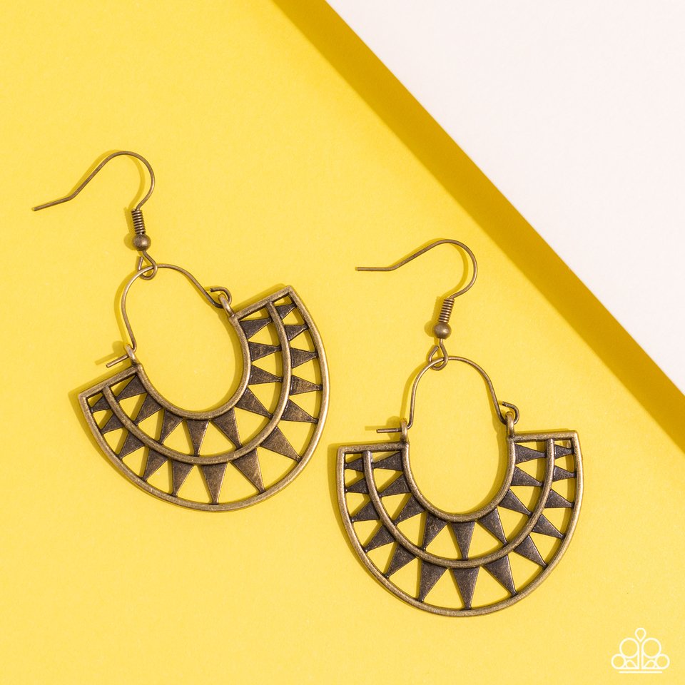 ​Solar Surge - Brass - Paparazzi Earring Image