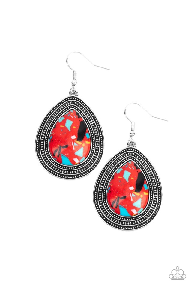 Terrazzo Tundra - Red - Paparazzi Earring Image