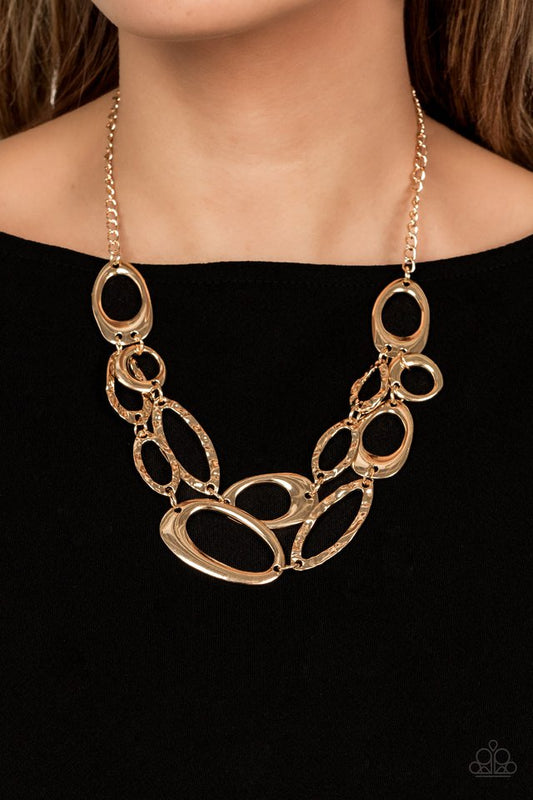 ​Game OVAL - Gold - Paparazzi Necklace Image