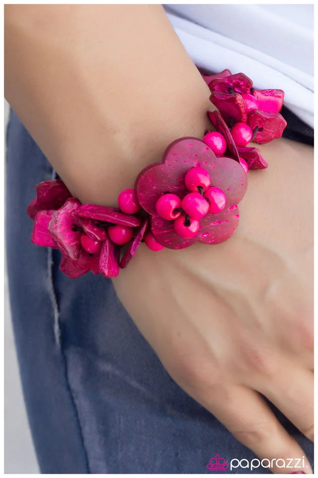 Pulsera Paparazzi ~ WOODnt Change A Thing - Rosa