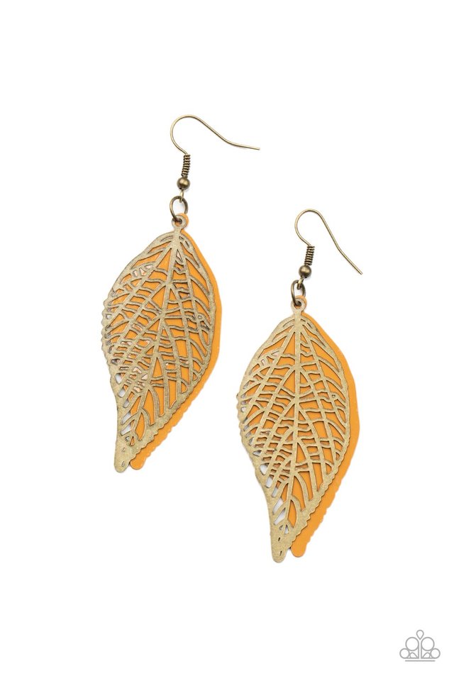 ​Leafy Luxury - Brass - Paparazzi Earring Image