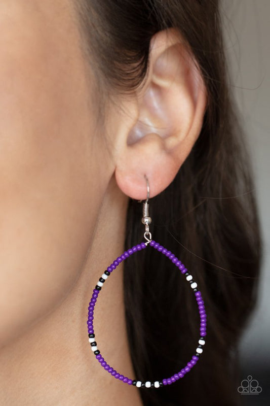 ​Keep Up The Good BEADWORK - Purple - Paparazzi Earring Image