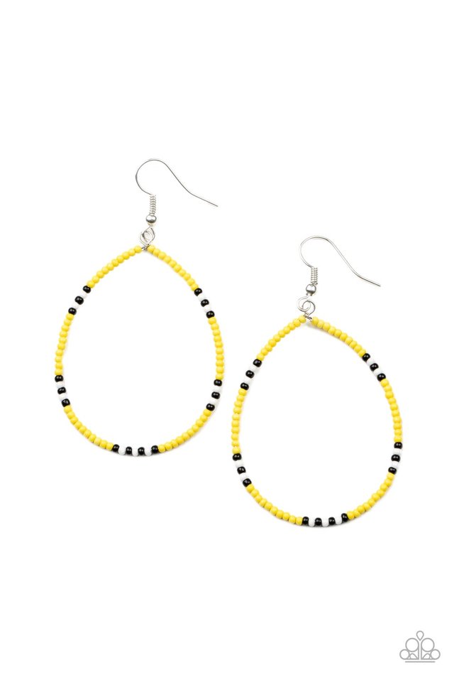 ​Keep Up The Good BEADWORK - Yellow - Paparazzi Earring Image