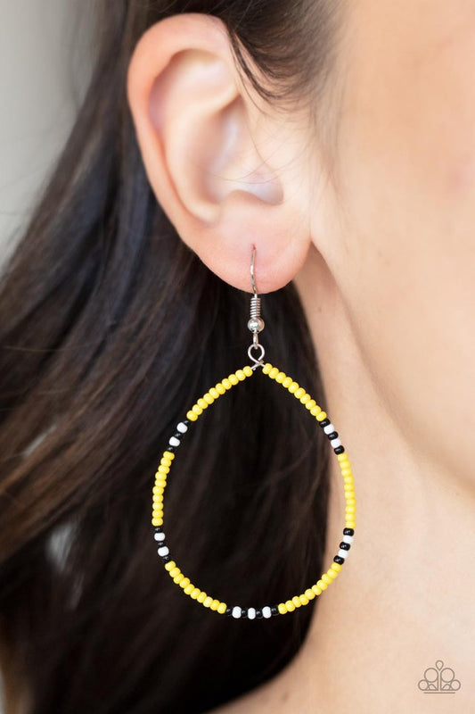 ​Keep Up The Good BEADWORK - Yellow - Paparazzi Earring Image