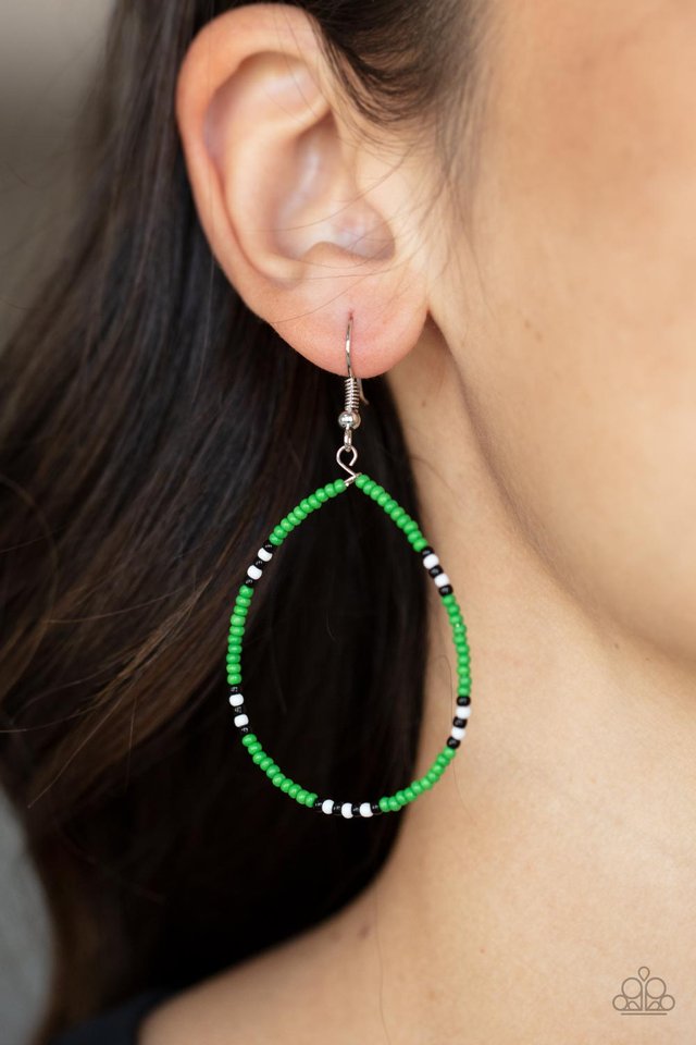 ​Keep Up The Good BEADWORK - Green - Paparazzi Earring Image