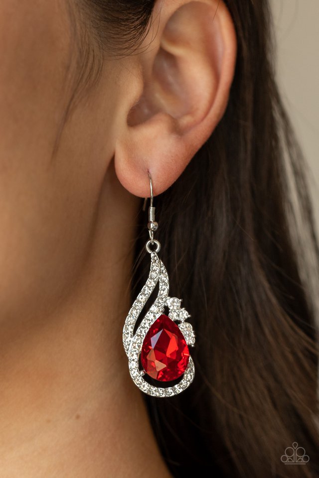 Dancefloor Diva - Red - Paparazzi Earring Image