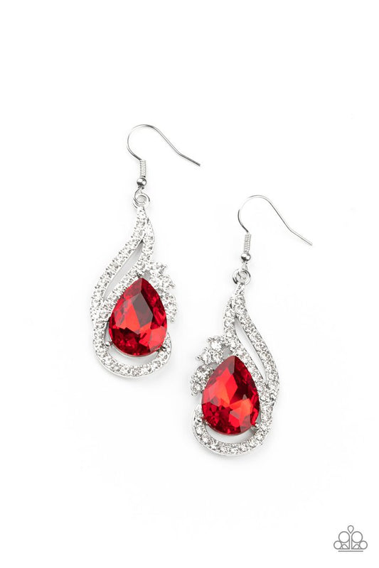 Dancefloor Diva - Red - Paparazzi Earring Image