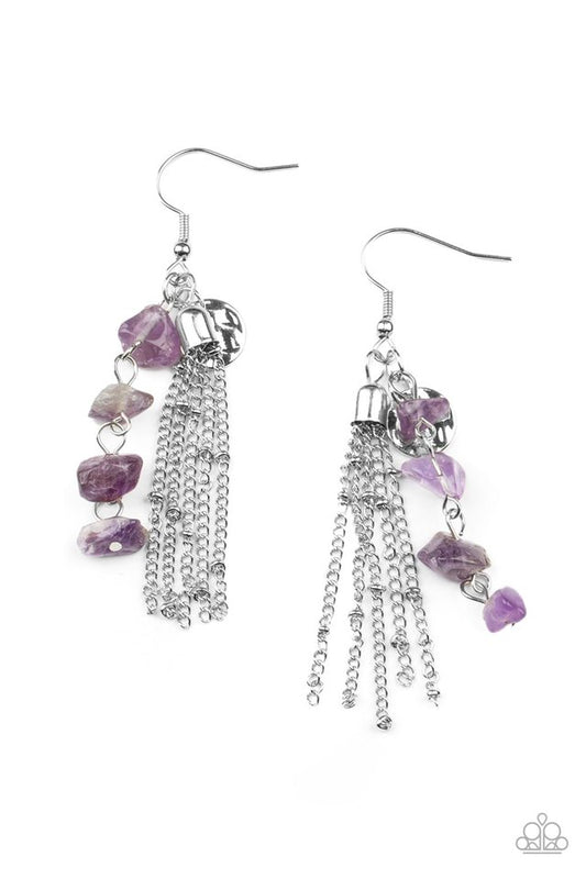 Stone Sensation - Purple - Paparazzi Earring Image