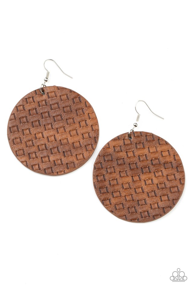 ​WEAVE Me Out Of It - Brown - Paparazzi Earring Image