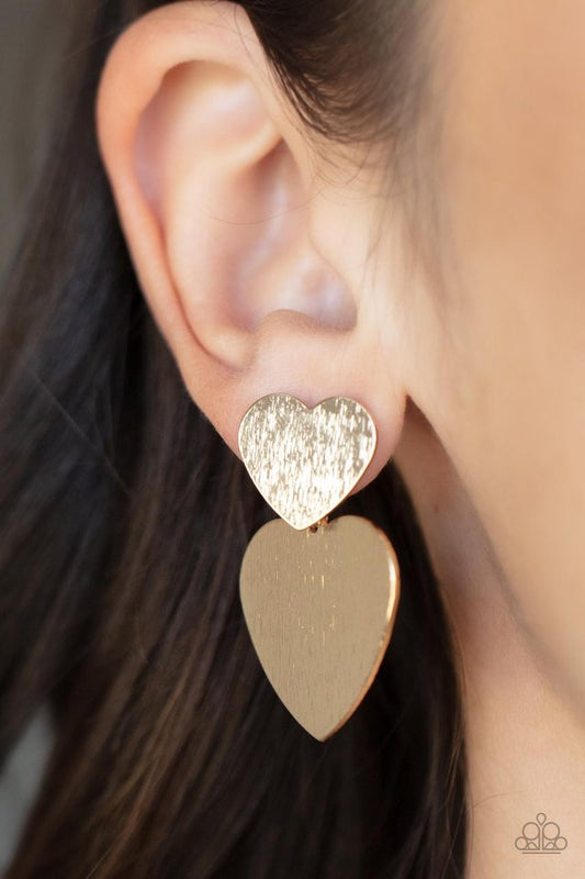 ​Heart-Racing Refinement - Gold - Paparazzi Earring Image