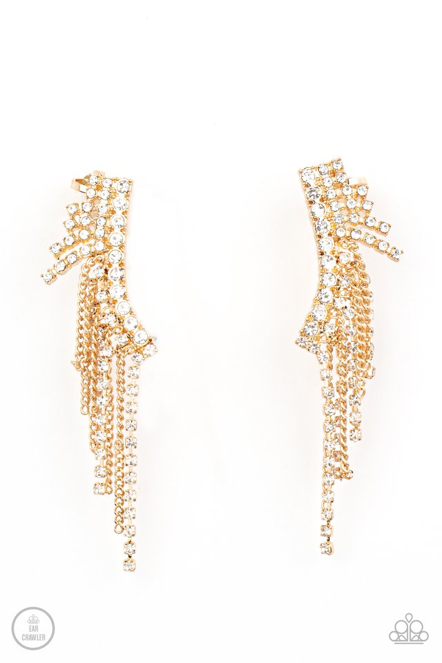 ​Thunderstruck Sparkle - Gold - Paparazzi Earring Image