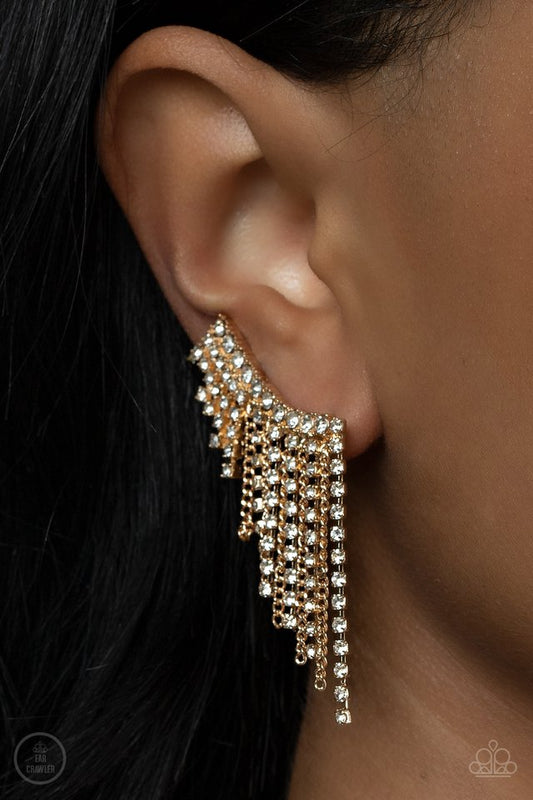 ​Thunderstruck Sparkle - Gold - Paparazzi Earring Image