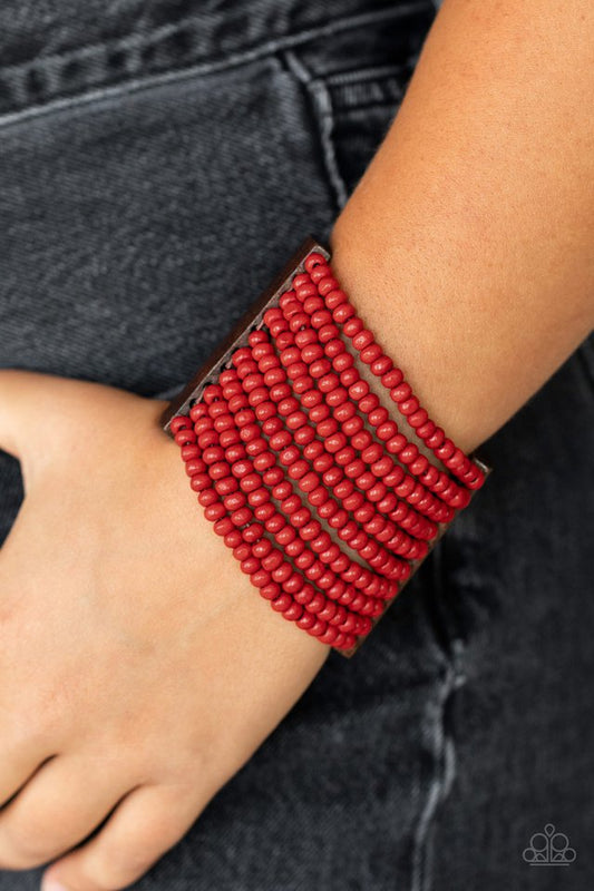 ​Waikiki Wonderland - Red - Paparazzi Bracelet Image