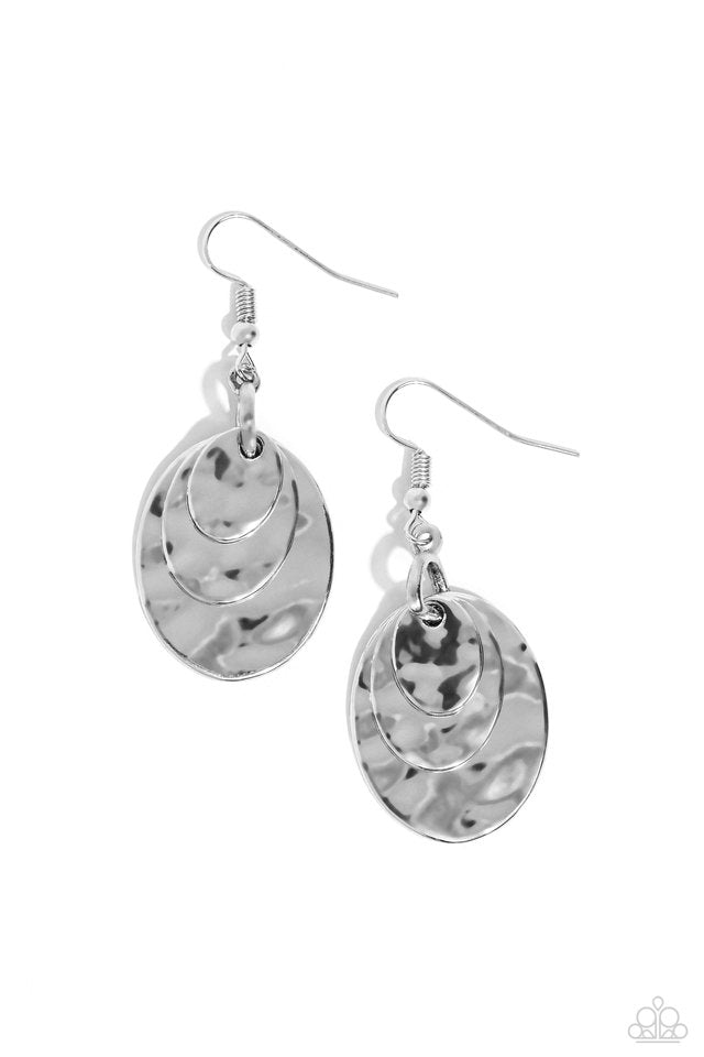 ​Hammered Homespun - Silver - Paparazzi Earring Image