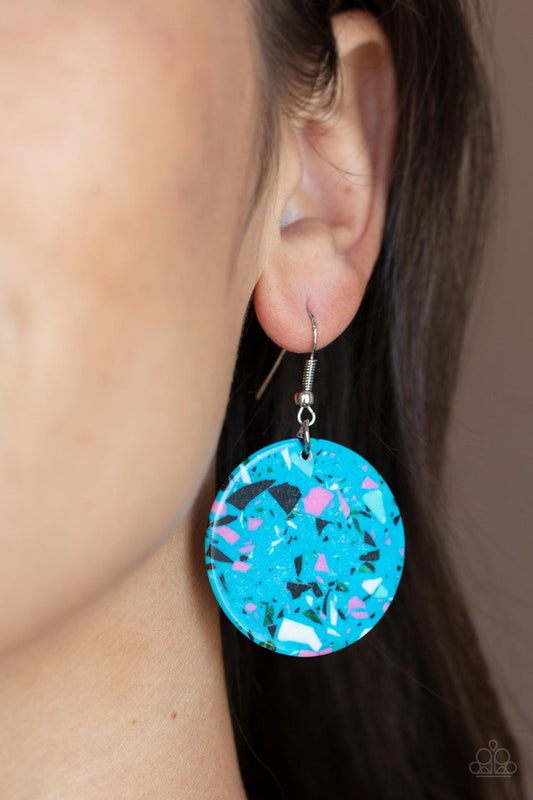 ​Tenaciously Terrazzo - Blue - Paparazzi Earring Image