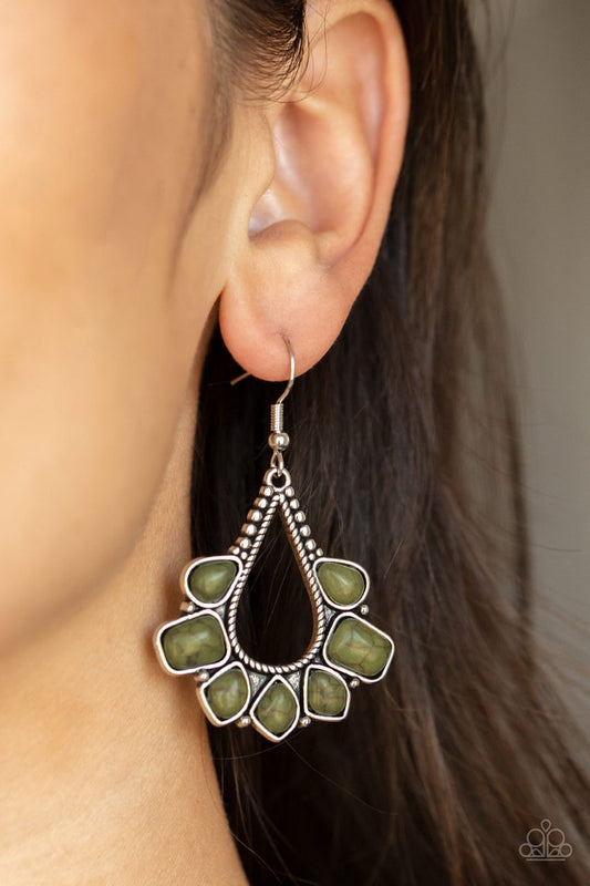 Mesa Trek - Green - Paparazzi Earring Image