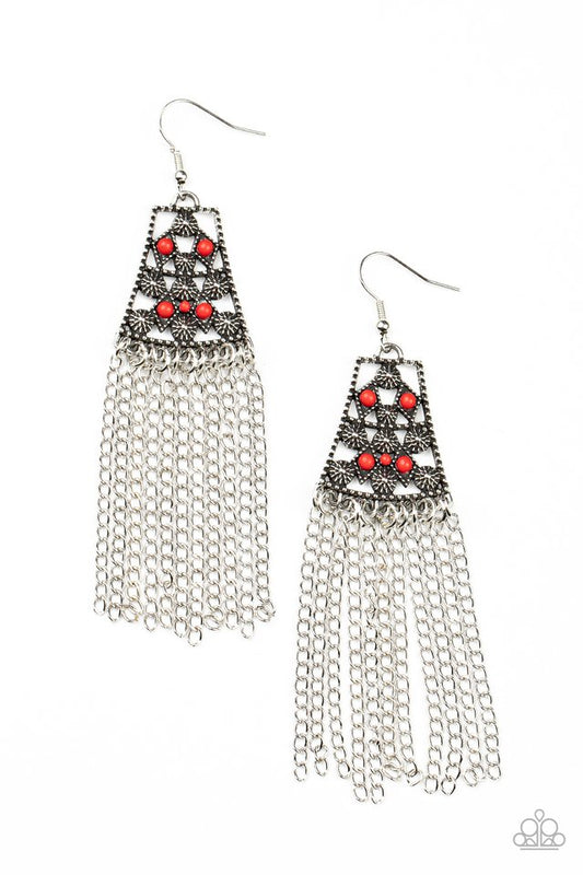Cleopatras Allure - Red - Paparazzi Earring Image